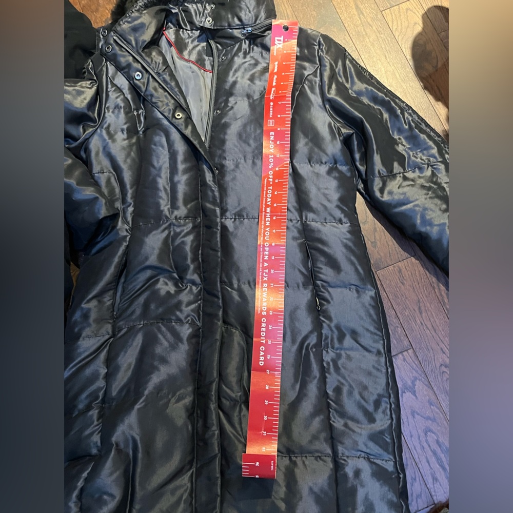M Collection Dark Puffer Coat with Fur Trim - Picture 10 of 13